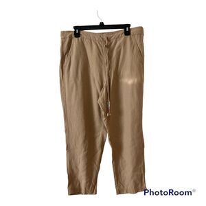 J Crew Tan linen Women pants size Large